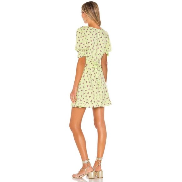 Faithfull the Brand Florence Mini Dress Luda Lime Floral Size Small NWT - Picture 4 of 8
